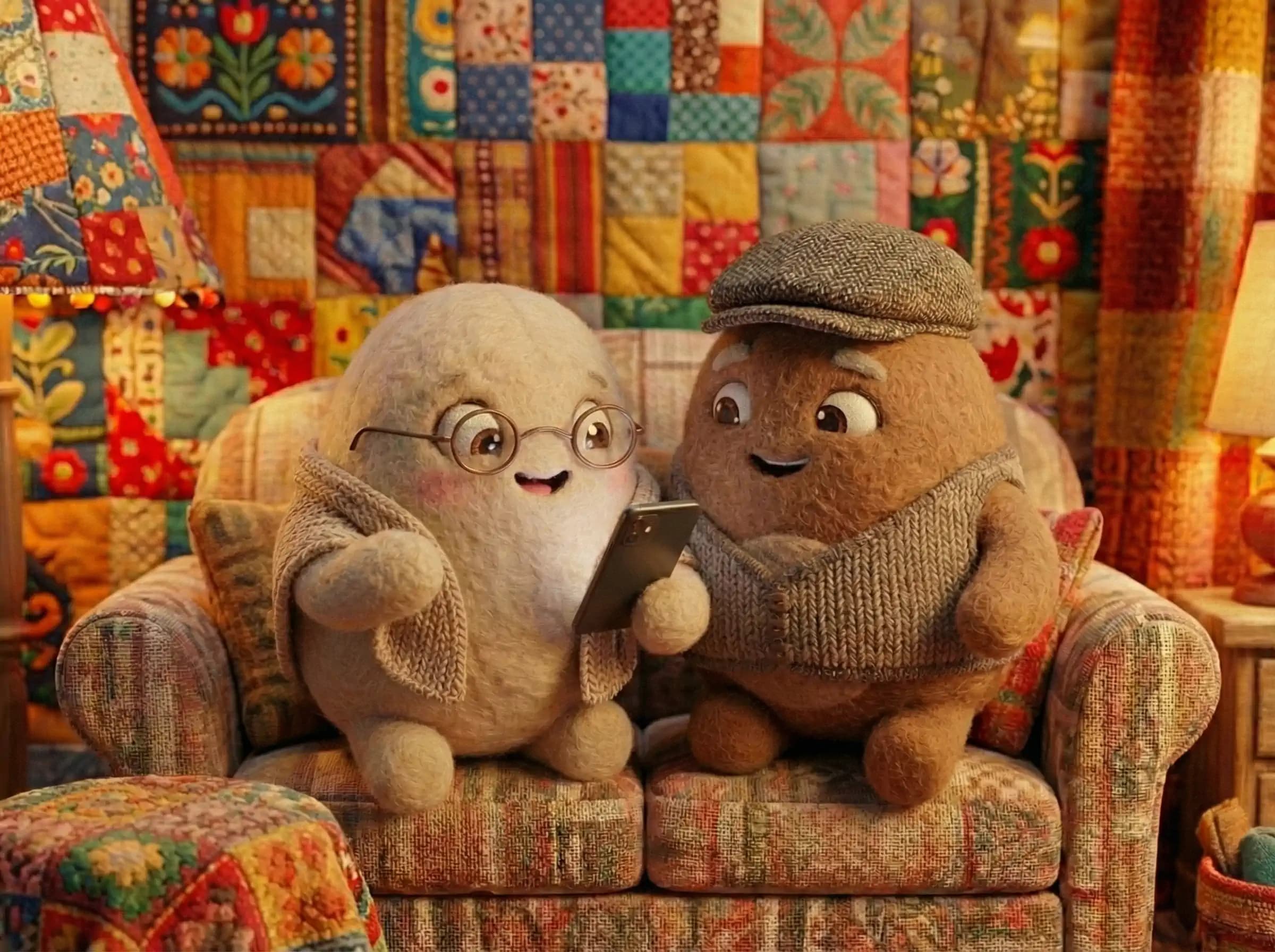 Grand-mère heureuse avec application famille Cocon